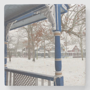 Posavasos De Piedra Tormenta de invierno en la ciudad de Cottage - Viñ