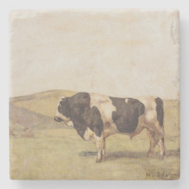 Posavasos De Piedra Toro en un paisaje suizo (por Ferdinand Hodler)