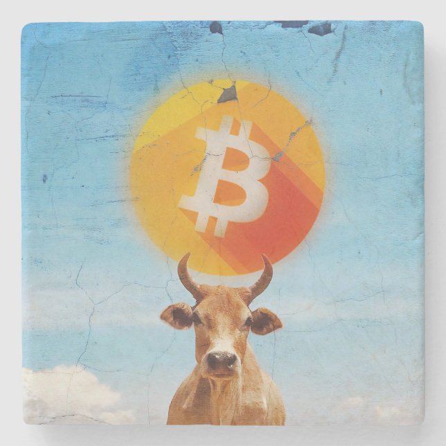 Posavasos De Piedra Toro Resistente Bitcoin (Anverso)