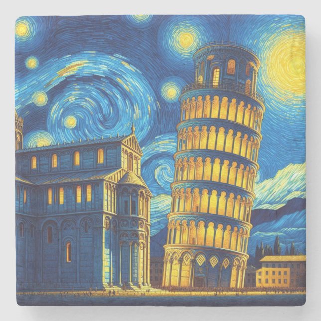 Posavasos De Piedra Torre De Pisa, Italia, De Pisa, Con Sensación De P (Anverso)