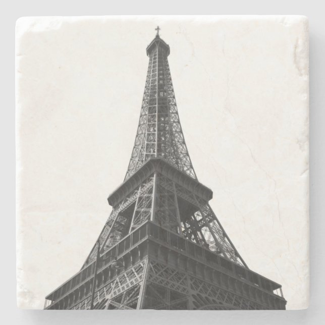 Posavasos De Piedra Torre Eiffel Blanca y Negra Viaje Europeo de París (Anverso)