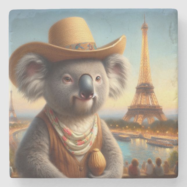 Posavasos De Piedra Torre Eiffel de Koala (Anverso)