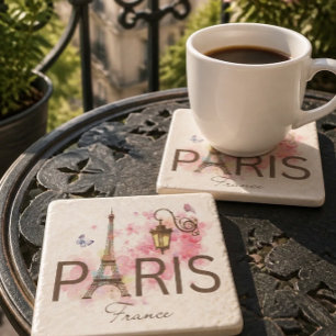Posavasos De Piedra Torre Eiffel París Francia Lámpara Vintage