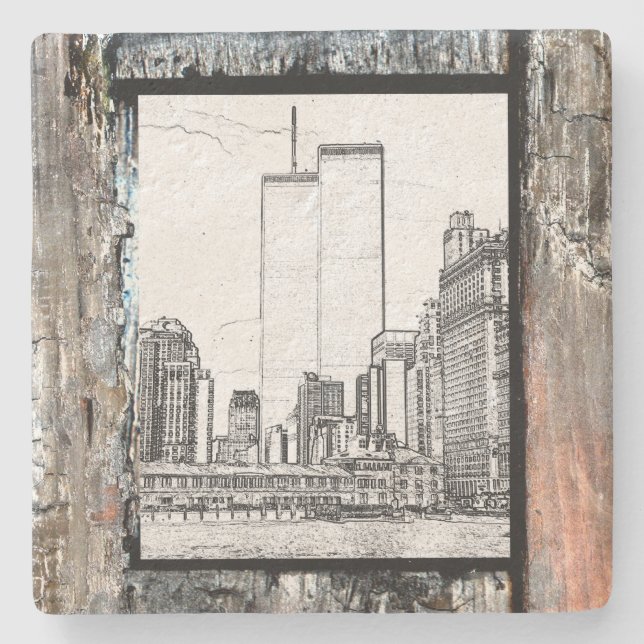 Posavasos De Piedra Torres gemelas (Anverso)