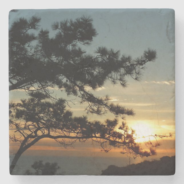 Posavasos De Piedra Torrey Pine Sunset I California Landscape (Anverso)