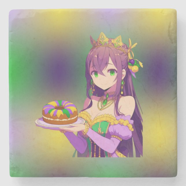Posavasos De Piedra Torta del Rey Anime Mardi Gras (Anverso)