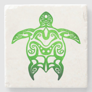 Posavasos De Piedra Tortuga de mar verde tribal
