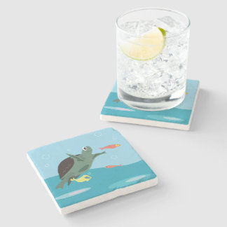 Posavasos De Piedra Tortuga Marina Adorable Bajo el Arte del Mar