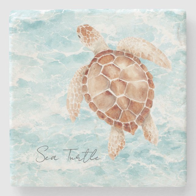 Posavasos De Piedra Tortuga marina del océano (Anverso)