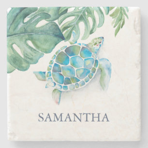 Posavasos De Piedra Tortuga Marina Personalizada Tropical