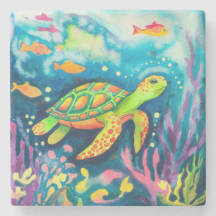 Posavasos De Piedra Tortuga pintadora