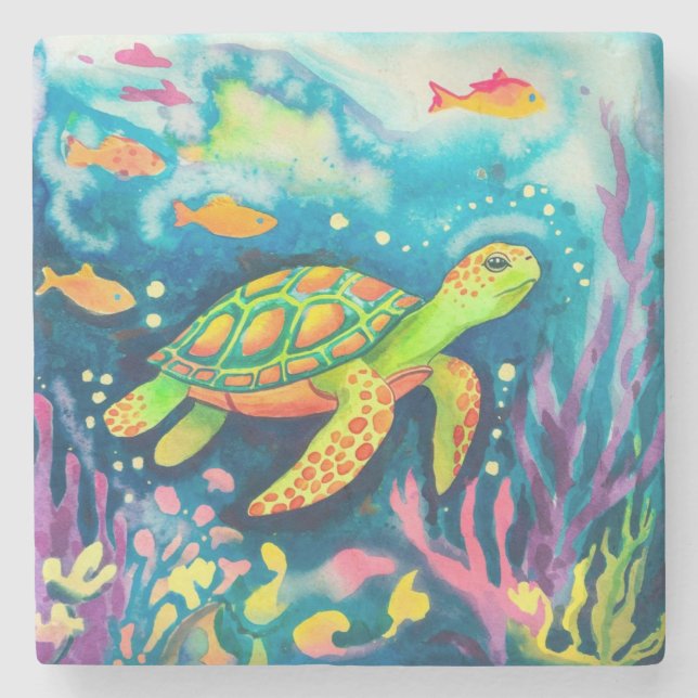 Posavasos De Piedra Tortuga pintadora (Anverso)