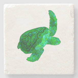 Posavasos De Piedra Tortuga Tribal del Mar Verde