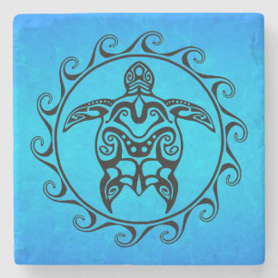 Posavasos De Piedra Tortuga tribal negra