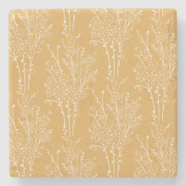 Posavasos De Piedra Tossed Floral Silhouette Botanical | Muted Ochre
