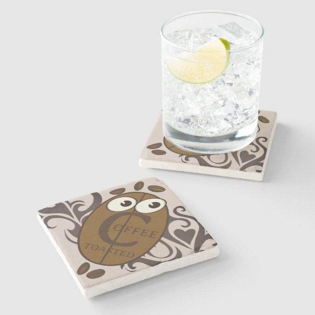 Posavasos De Piedra Tostada Divertida Café (Lateral)