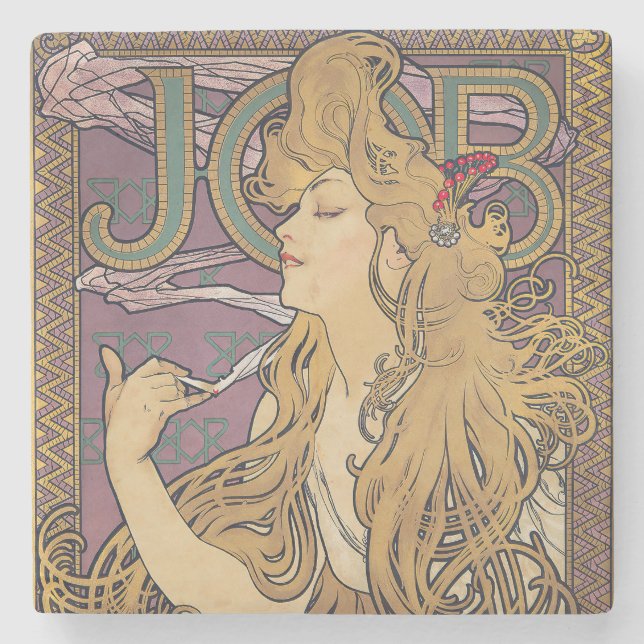 Posavasos De Piedra Trabajo (1896) de Alphonse Mucha (Anverso)