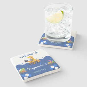 Posavasos De Piedra Tractor de dinosaurio lindo cavar globo de camión