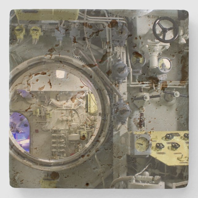 Posavasos De Piedra tramar un antiguo submarino retro (Anverso)