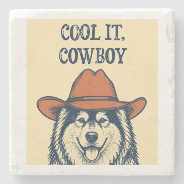 Posavasos De Piedra "Tranquilízate, Vaquero" (Anverso)