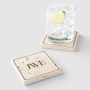 Posavasos De Piedra Travertina masculina reforzada clásica monogramad