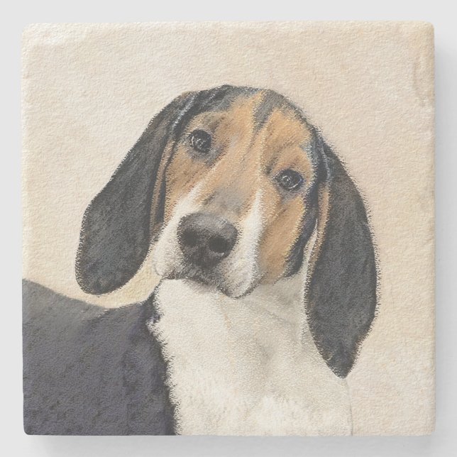 Posavasos De Piedra Treeing Walker Coonhound Painting - Arte original (Anverso)