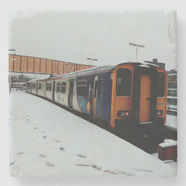 Posavasos De Piedra Tren amarillo y azul
