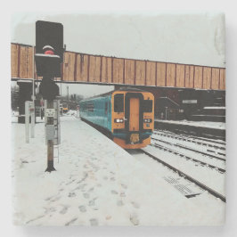 Posavasos De Piedra Tren amarillo y turquesa