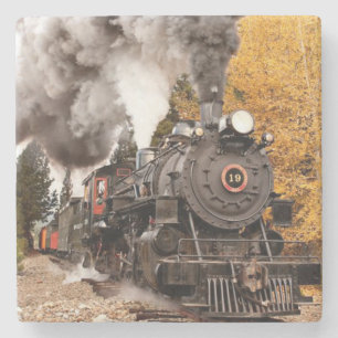 Posavasos De Piedra Tren de motor de vapor vintage