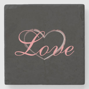 Posavasos De Piedra Trendy Heart Grey Calligraphy Love Boda