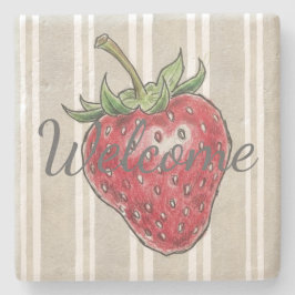 Posavasos De Piedra Trendy modern look dusty grey stripes strawberry