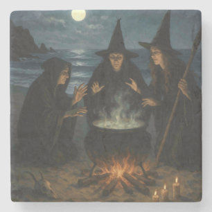 Posavasos De Piedra Tres Brujas Caldero de Cerveza Luna Llena Playa