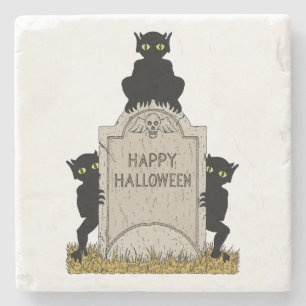 Posavasos De Piedra Tres diablillos Feliz Halloween