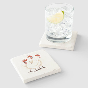 Posavasos De Piedra Tres gallinas francesas retro a mediados del siglo