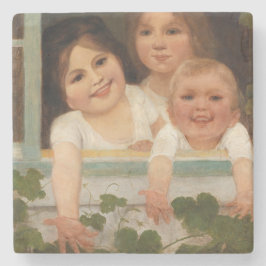 Posavasos De Piedra Tres hijos en la ventana
