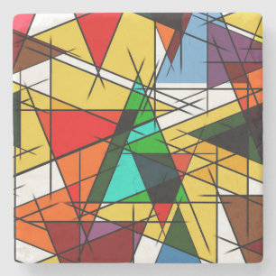Posavasos De Piedra Triángulo moderno geométrico colorido