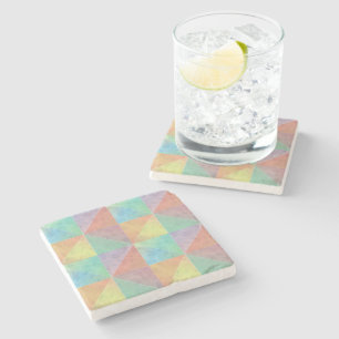 Posavasos De Piedra Triángulos de Acuarela de Colores Pastel Arte Geom