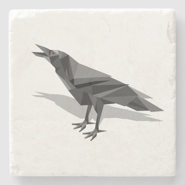 Posavasos De Piedra Triángulos Gris Gris Geométricos Raven (Anverso)