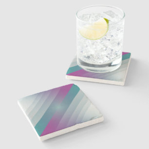 Posavasos De Piedra Triángulos grises magenta verde azulados