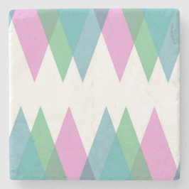 Posavasos De Piedra Triángulos rosas y verdes