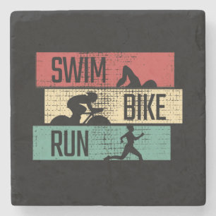 Posavasos De Piedra Triatlón - Nadar Bicicleta Correr