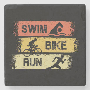 Posavasos De Piedra Triatlón - Nadar Bicicleta Correr