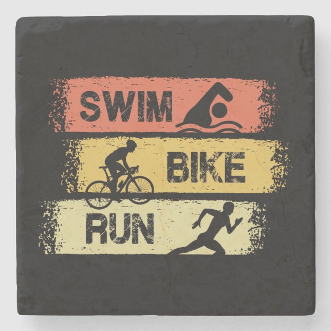 Posavasos De Piedra Triatlón - Nadar Bicicleta Correr (Anverso)