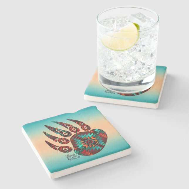 Posavasos De Piedra Tribal Bear Paw Stone Coaster (Lateral)