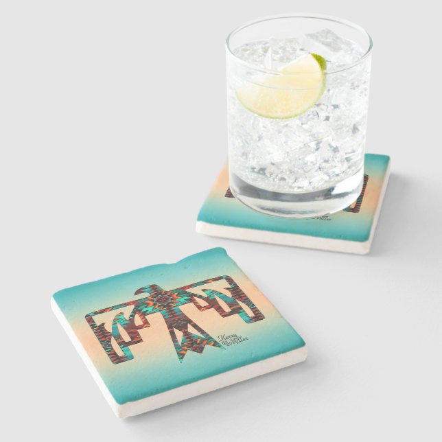 Posavasos De Piedra Tribal Thunderbird Stone Coaster (Lateral)