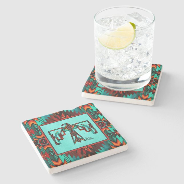 Posavasos De Piedra Tribal Thunderbird Stone Coaster (Lateral)
