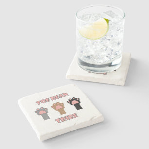 Posavasos De Piedra Tribu de Dedos de Gato Letras Rosadas Lindas