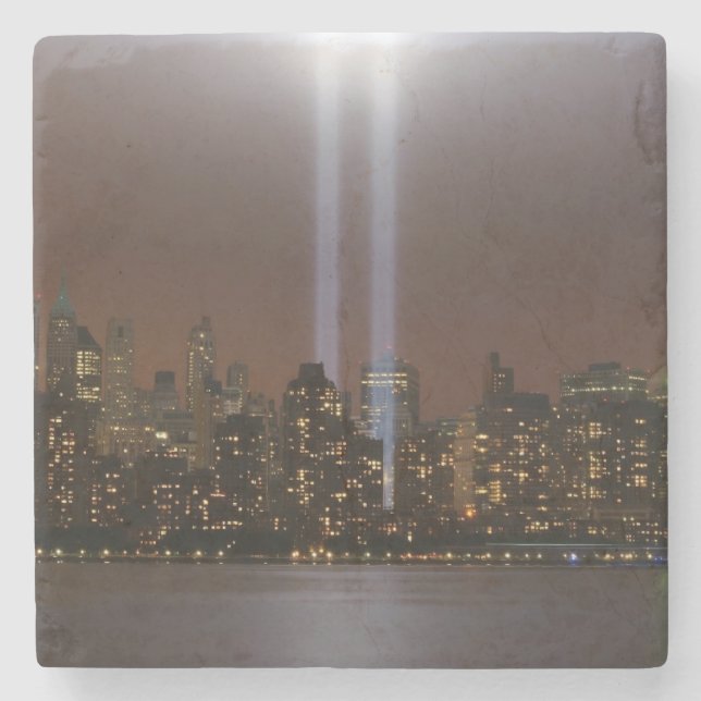 Posavasos De Piedra Tributo del World Trade Center en luz en Nueva (Anverso)
