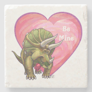 Posavasos De Piedra Triceratops Red Rose Heart