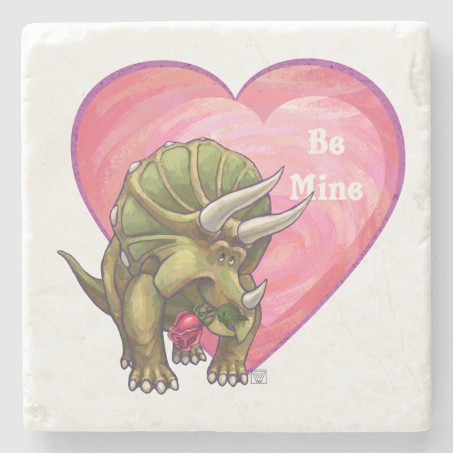 Posavasos De Piedra Triceratops Red Rose Heart (Anverso)